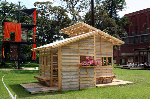 The Pallet House, by I-Beam Design, was conceived as a transitional shelter for refugees returning to Kosovo.